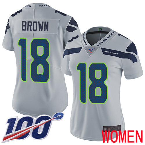 Seattle Seahawks Limited Grey Women Jaron Brown Alternate Jersey NFL Football #18 100th Season Vapor Untouchable